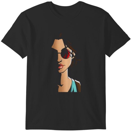Discover Lara Croft Half Face Design High Quality Flutes T-Shirts