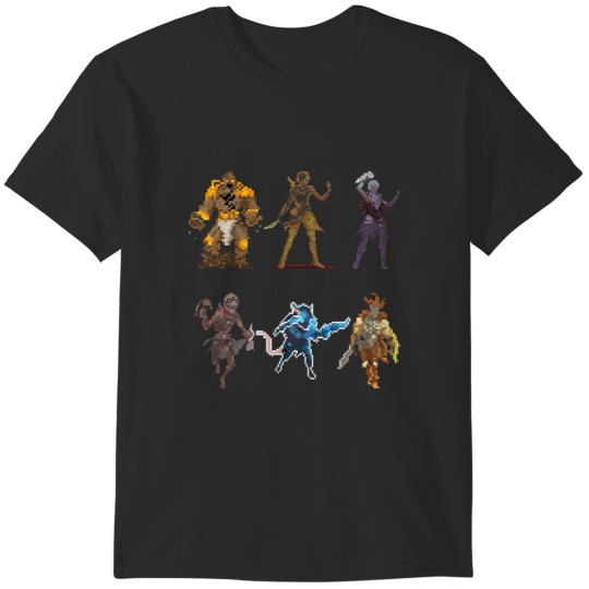 Discover Gloomhaven Starter Characters Pixel Design-Board Game Inspired Graphic-Table-top-Gaming T-Shirts