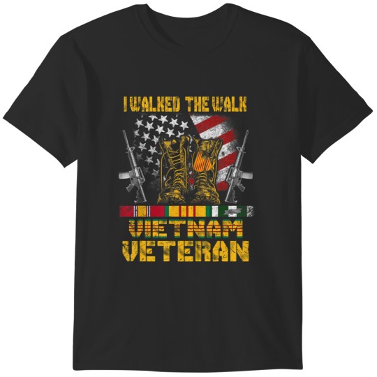 Discover vietnam veteran with us flag with combat boots patriotic T-Shirts
