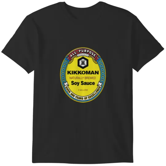 Discover All Purpose Kikkoman Soy Sauce Print Design Men's Ideal Short Sleeve Black Funny Cotton T-Shirts