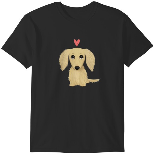 Discover Longhaired Cream Dachshund Cartoon Dog with Heart T-Shirts