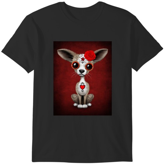 Discover Red Day of the Dead Sugar Skull Chihuahua Puppy T-Shirts