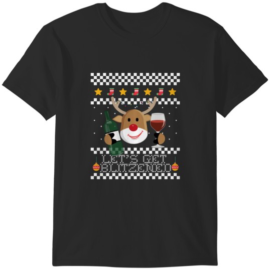 Discover Let 39 S Get Blitzened Ugly Christmas Sweater Reindeer Meme T-Shirts