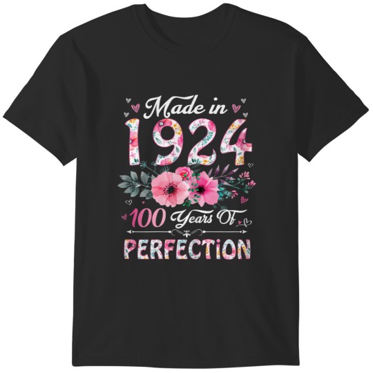 Discover 100 year old made in 1924 floral 100th birthday gifts women t T-Shirts
