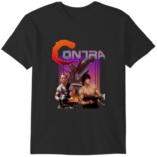 Discover Contra Movie Game Arnold Schwarzenegger Vs Sylvester Stallone T-Shirts