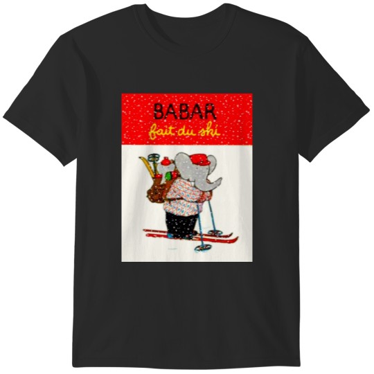 Discover Babar goes skiing with his children T-Shirts