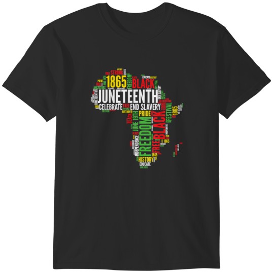 Discover Juneteenth Africa Map Word Art Shirt Black Pride T-Shirts