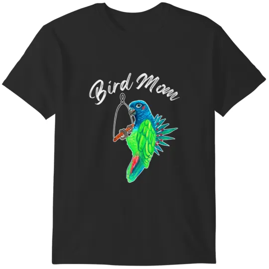 Discover Bird Mom Blue Headed Pionus Parrot Watercolor T-Shirts