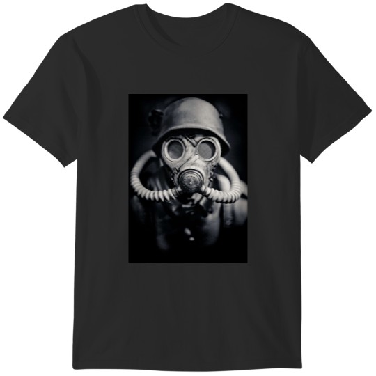 Discover WWII German Solider in a Gas Mask T-Shirts