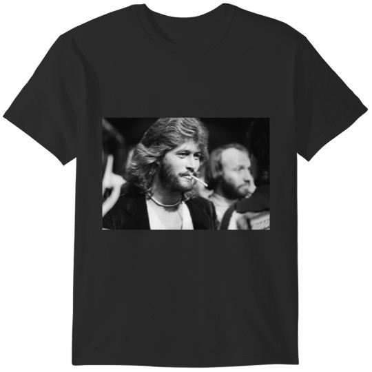 Discover BLACK AND WHITE OM BARRY GIBB barry-gibb-bee-gees T-Shirts