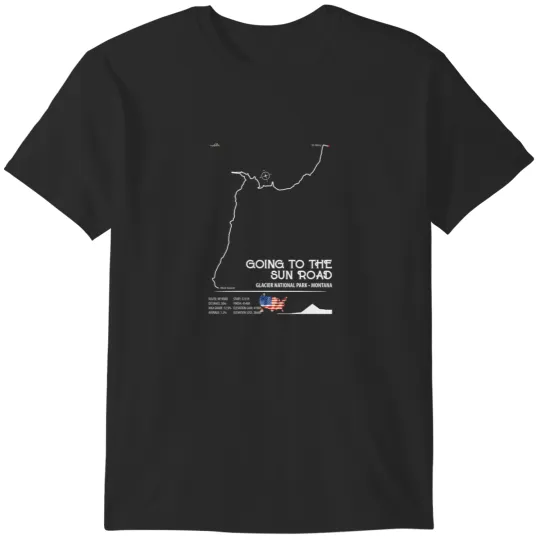 Discover Going To The Sun Road USA Glacier NP Motorcycle RV Car Cyclist Trail Map Art Print T-Shirts