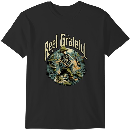 Discover Reel Grateful fly fisherman Sticker T-Shirts