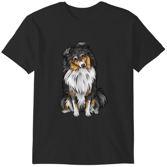 Discover Sheltie  Shetland Sheepdog  Tricolour  Cute Dog Art T-Shirts