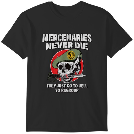 Discover MERCENÁRIOS NUNCA MORREM, APENAS REAGRUPAM Camisetas militares retro skul