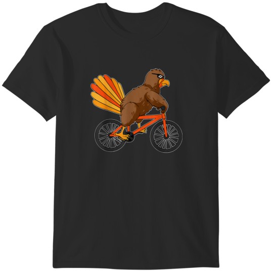 Discover Turkey Riding Bike Thanksgiving Day Cool Bicycle T-Shirts