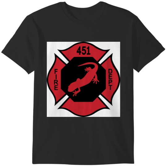 Discover Firemen Logo - Fahrenheit 451 Black and Red with White background T-Shirts