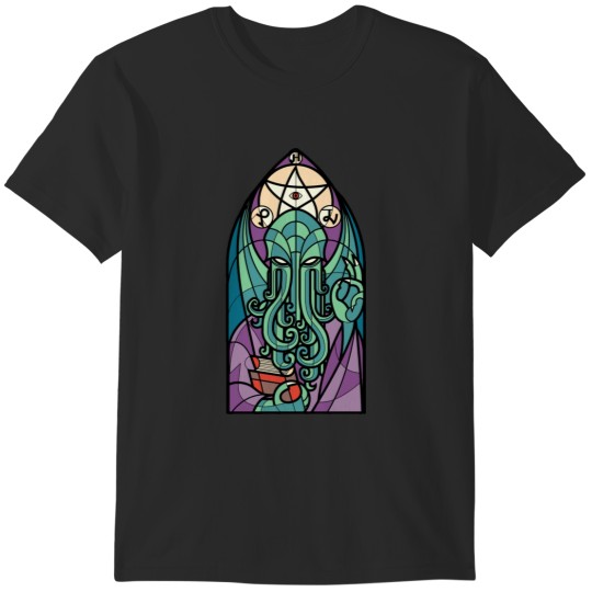 Discover Cthulhu Church Stained Glass Cosmic Horror T-Shirts