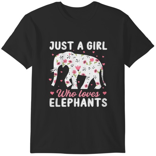 Discover JUST A GIRL WHO LOVES ELEPHANTS Vintage Elephant Art Graphic 196 T-Shirts