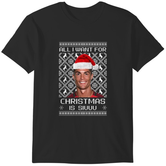 Discover Cristiano Ronaldo Siuuu Christmas Sweater Blues T-Shirts
