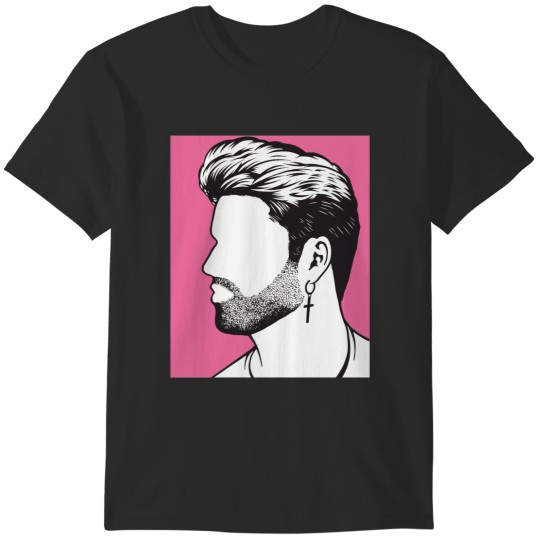 Discover Pink background George michael image black gift T-Shirts