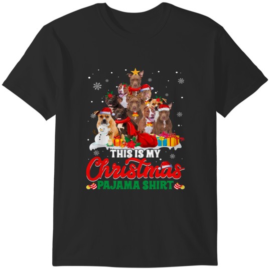 Discover Pitbull Dog This Is My Christmas Pajama Pitbull Tree 294 T-Shirts