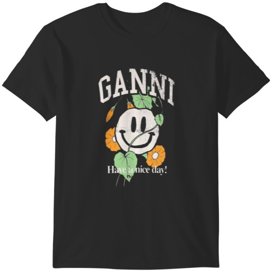 Discover Ganni T Skjorte Have A Nice Day with anime face T-Shirts