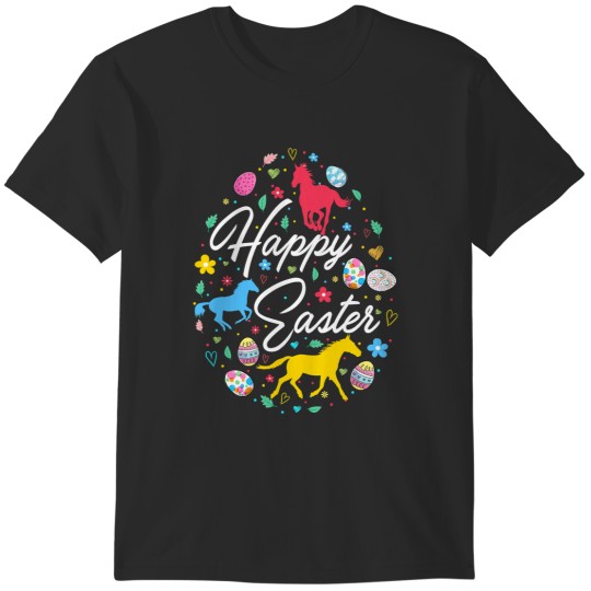 Discover Horse Happy Easter Cute Easter Eggs Shape Collection Funny Horse T-Shirts
