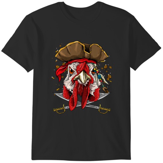 Discover Pirate Chicken Jolly Roger Flag Nautical Farm Chicken Lover T-Shirts