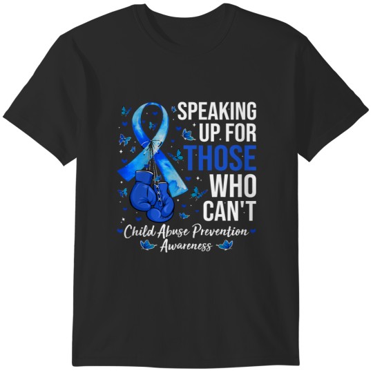 Discover Child Abuse Prevention Awareness Boxing Gloves Blue Ribbon 1 T-Shirts
