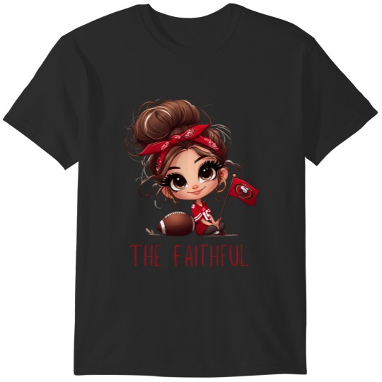 Discover 49 Ers Cartoon Girl With Football And Flag Design T-Shirts
