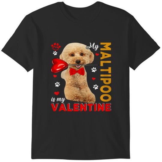 Discover My Maltipoo Is My Valentine Cute Dog Holding Heart Lover 53 T-Shirts
