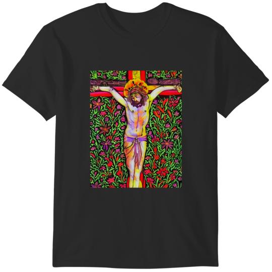 Discover Ai Jesus artificial intelligence art chutch window Christ superstar stained glass old gods T-Shirts