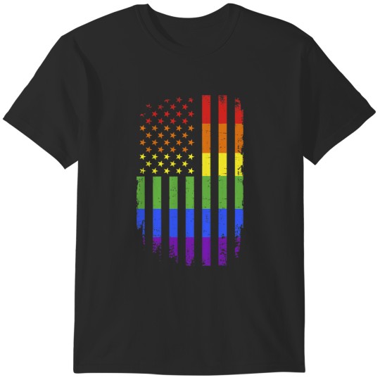 Discover Gay and lesbian pride month support rainbow US american flag T-Shirts