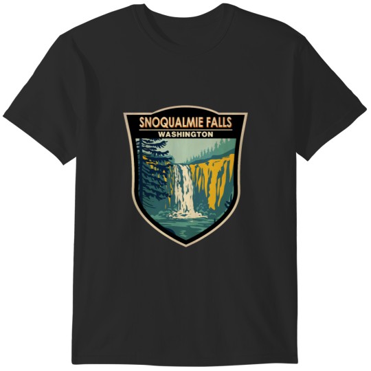 Discover Snoqualmie Falls Washington Waterfall Badge T-Shirts