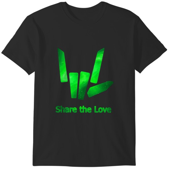 Discover Share The Love Green Galaxy Logo Tee