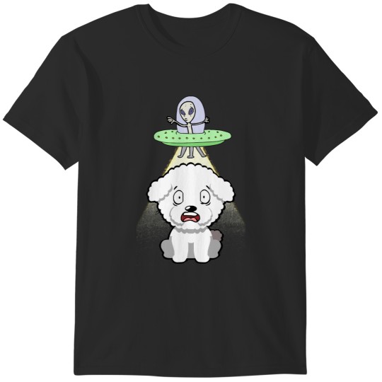 Discover Bichon Frise Cute furry dog is abducted by aliens T-Shirts