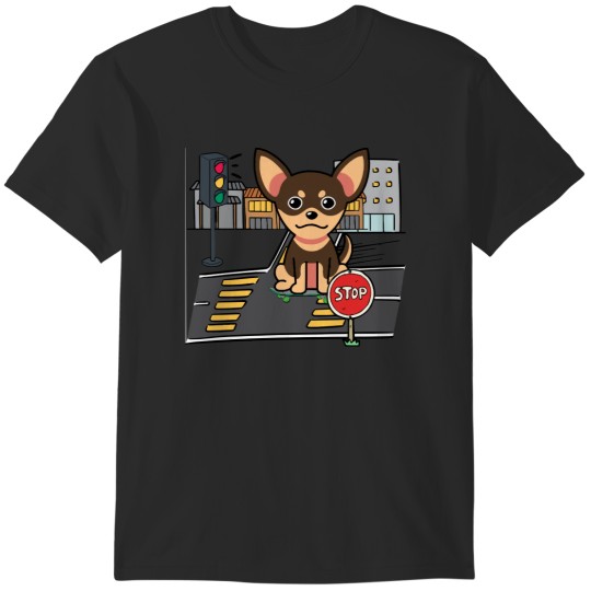 Discover Chihuahua Cute small dog is skate boarding on the street T-Shirts