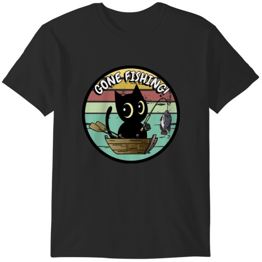 Discover Gone Fishing Cute black cat has gone fishing T-Shirts