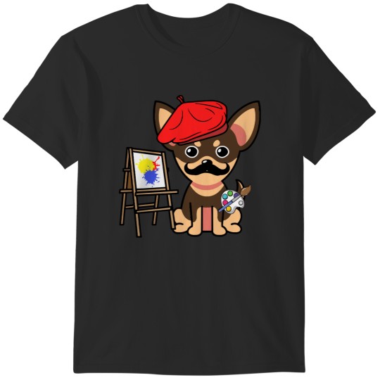 Discover Chihuahua Dog Cute Small dog is a painter T-Shirts