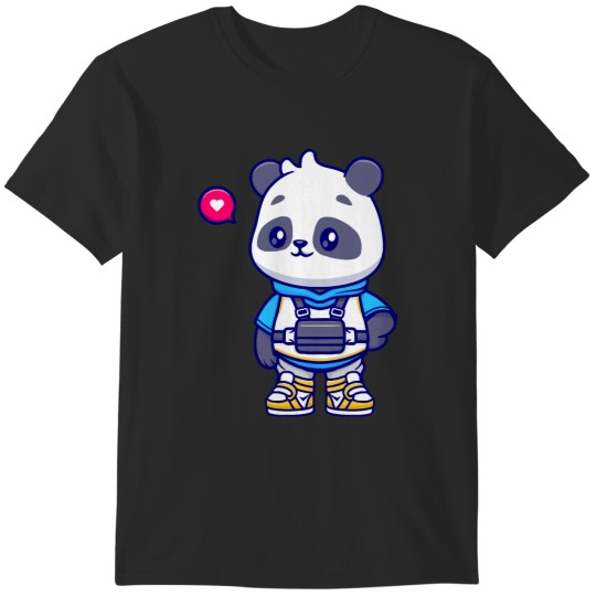 Discover Cute Cool Panda Wearing Cartoon Cute Cool Panda Wearing Hoodie And Sneaker Cartoon T-Shirts