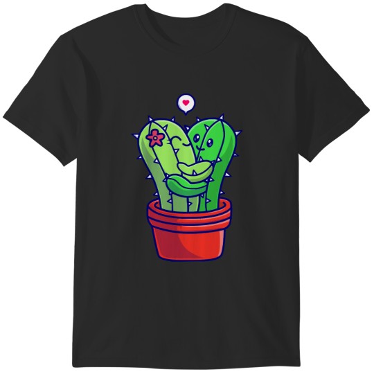 Discover Cute Couple Cactus Hug In Pot Cartoon Cute Couple Cactus Hug In Pot Cartoon T-Shirts