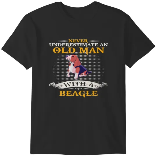 Discover Beagle Dog Mens Never Underestimate An Old Man With A Beagle 203 Beagles T-Shirts