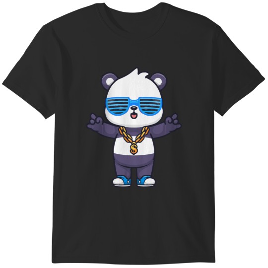 Discover Cute Cool Panda Wearing Gold Chain Cute Cool Panda Wearing Gold Chain And Glasses Cartoon T-Shirts