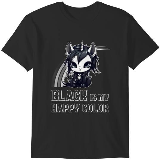 Discover black is my happy color goth girl emo gothic unicorn T-Shirts