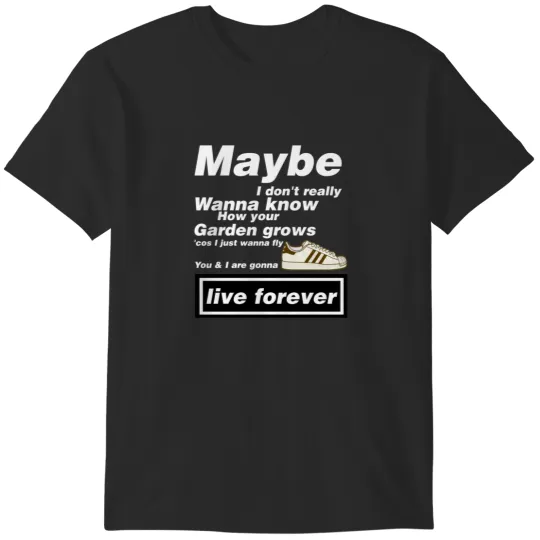 Discover Oasis Live Forever Britpop Liam Gallagher Noel Gallagher Definitely Maybe Design T-Shirts