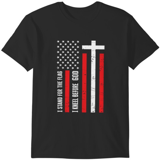 Discover I Stand For The Flag And I Kneel Before God Cros T-Shirts