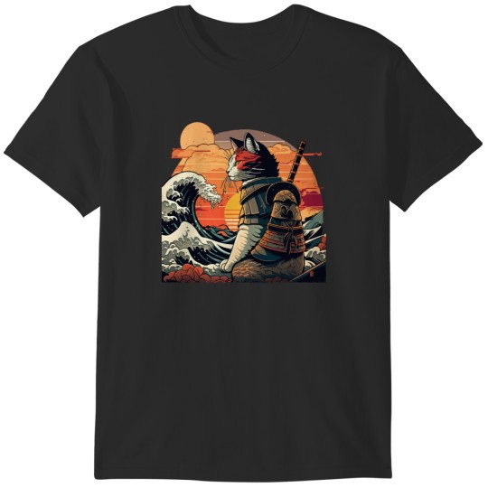Discover Samurai Cat vs The Great Wave T-Shirts