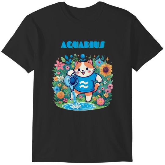 Discover Aquarius Zodiac Sign Aquarius Zodiac Cat T-Shirts