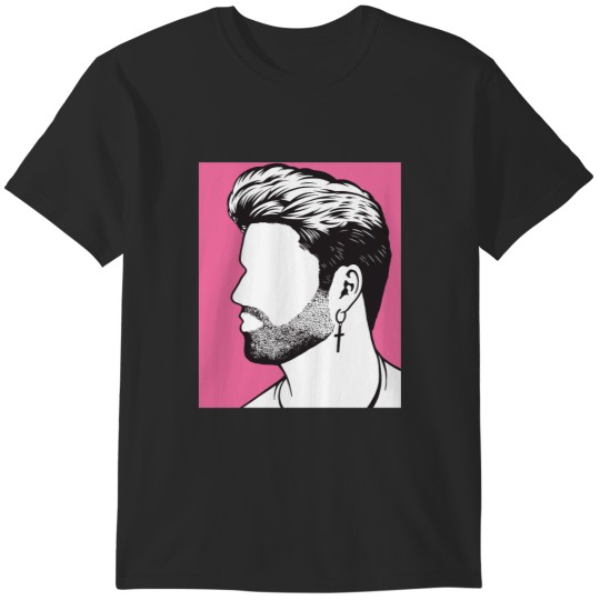 Discover Pink background George michael image black gift T-Shirts