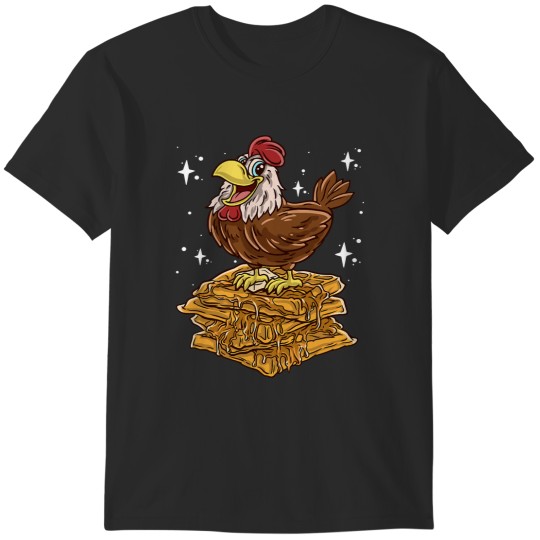 Discover Chicken Chick And Waffles Funny Waffle Joke Pancakes Breakfast 53 Rooster Hen T-Shirts